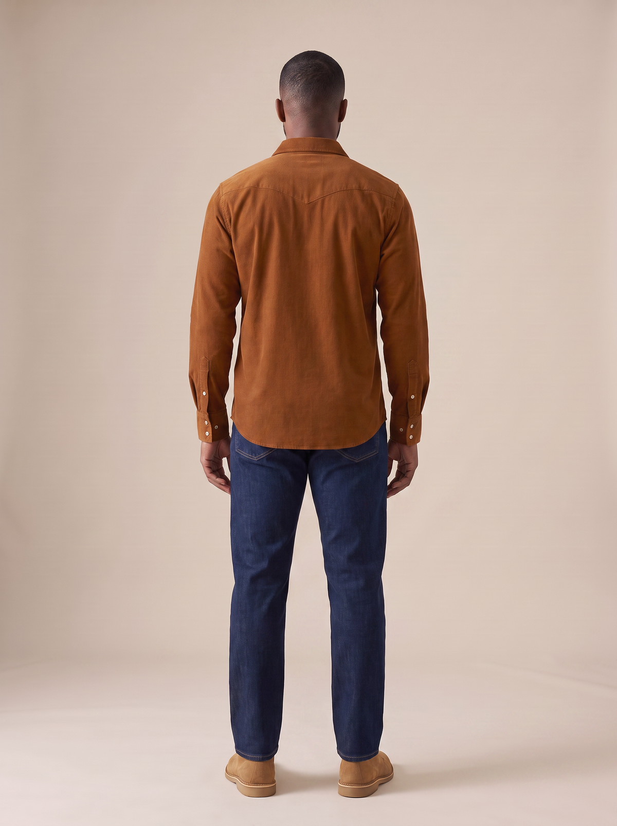 Hayes Corduroy Western Shirt in Rust, back view
