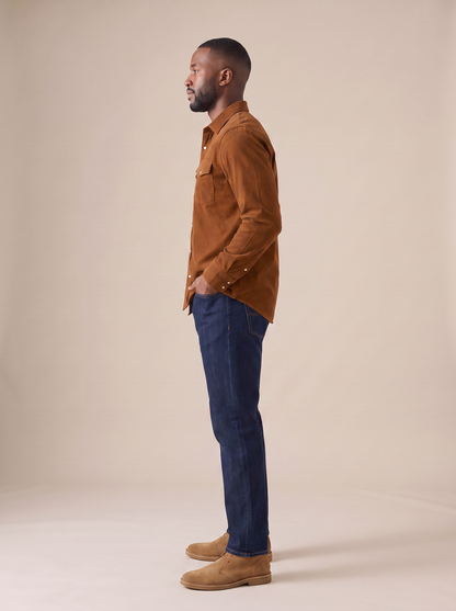 Hayes Corduroy Western Shirt in Rust, side view