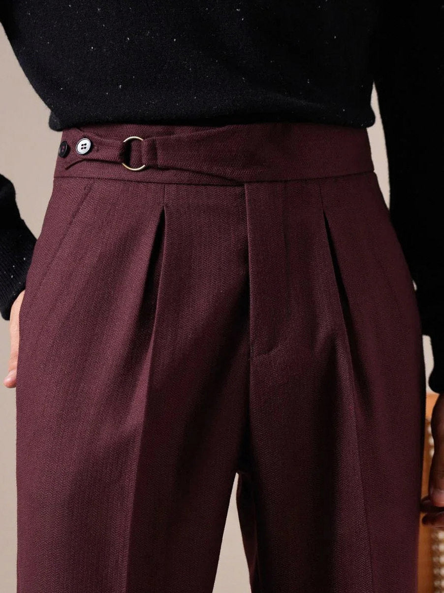 High Waist Gurkha Pleated Dress Pants