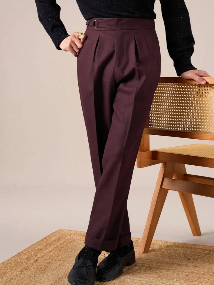 High Waist Gurkha Pleated Dress Pants