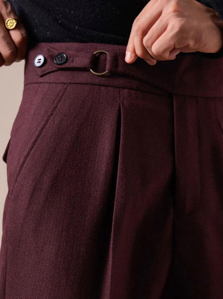 High Waist Gurkha Pleated Dress Pants