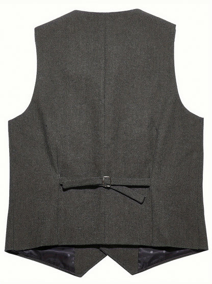 Herringbone Notch Lapel Suit Vest
