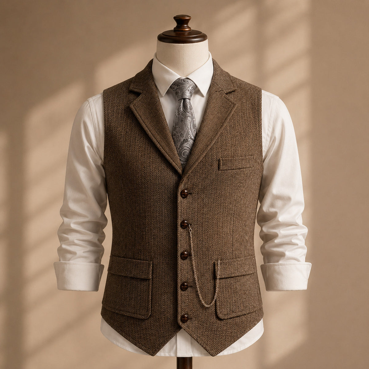 Herringbone Slim Fit Suit Vest