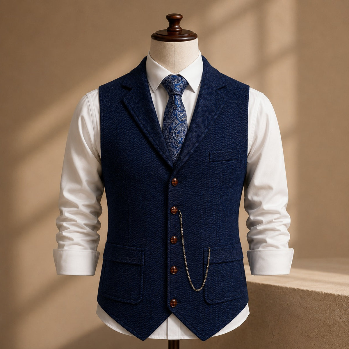 Herringbone Slim Fit Suit Vest