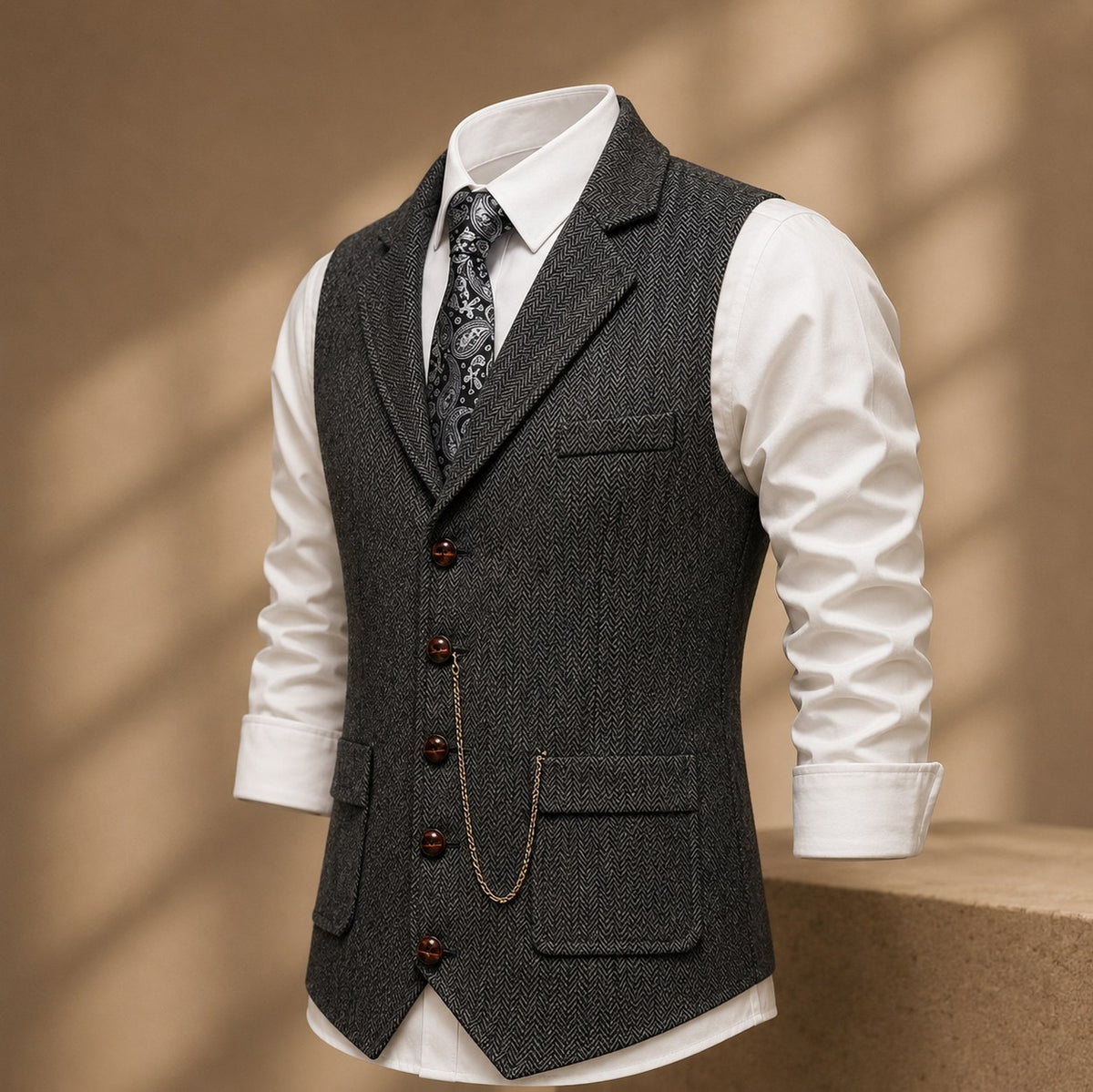 Herringbone Slim Fit Suit Vest
