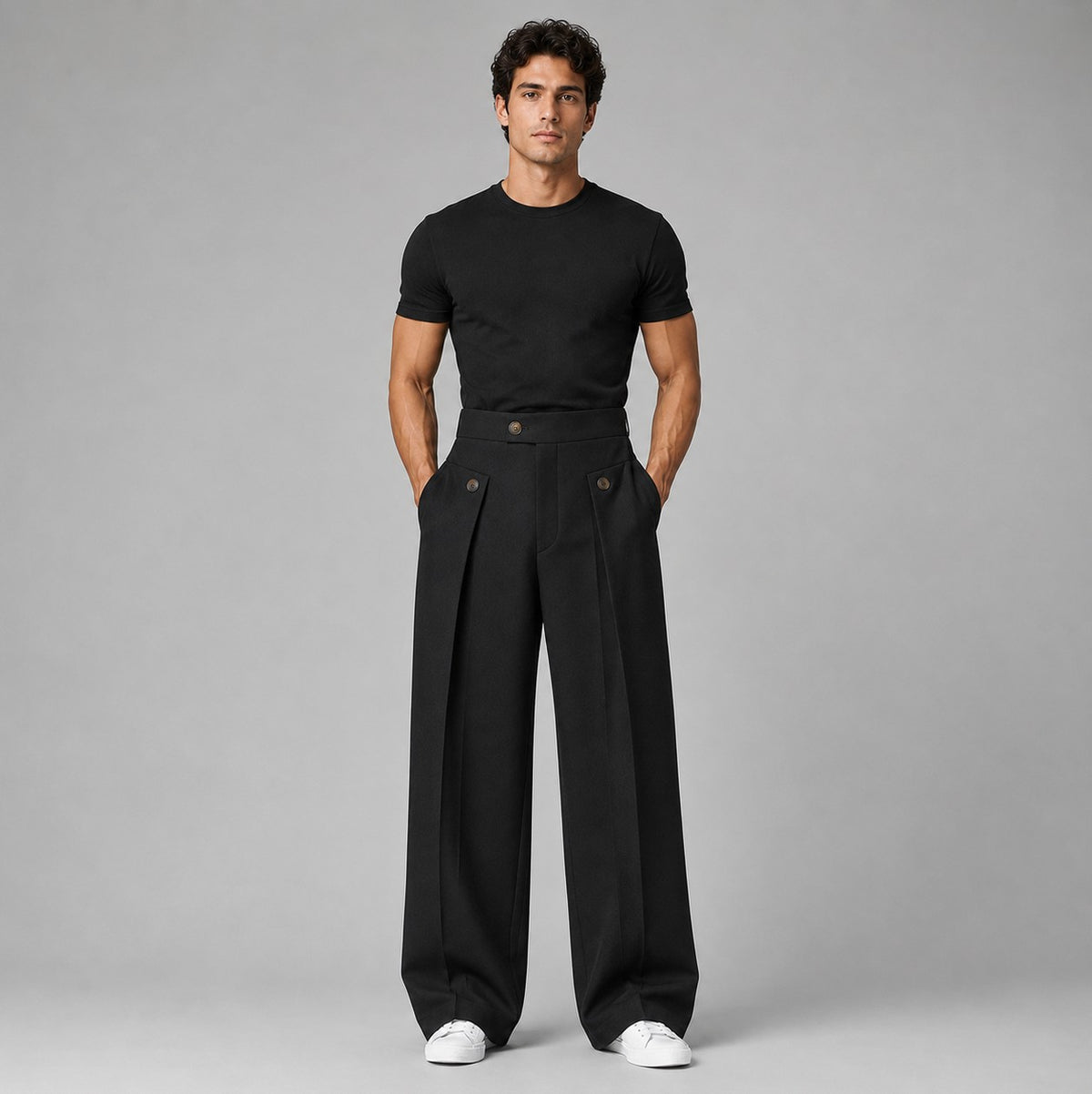 High Waist Wide Leg Pleated Pants