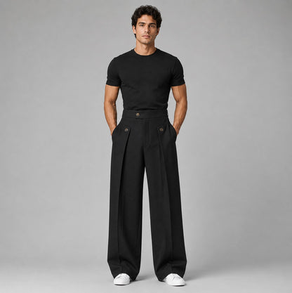 High Waist Wide Leg Pleated Pants