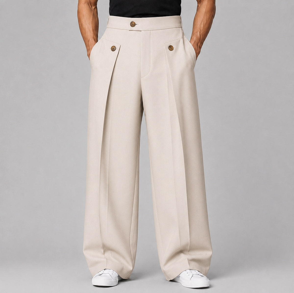 High Waist Wide Leg Pleated Pants
