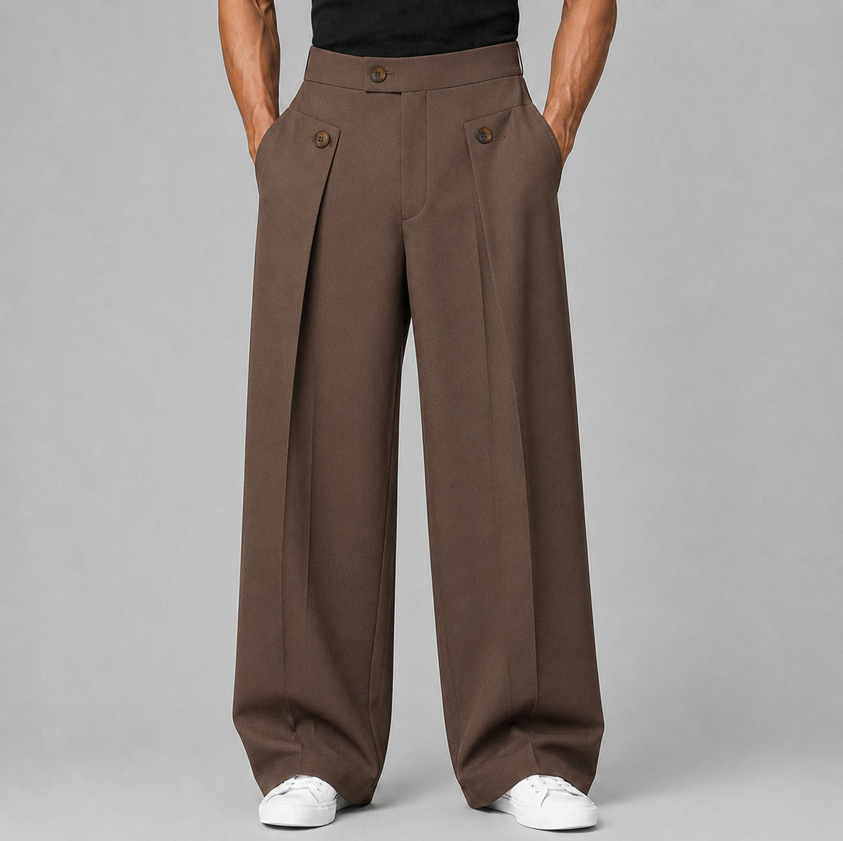 High Waist Wide Leg Pleated Pants