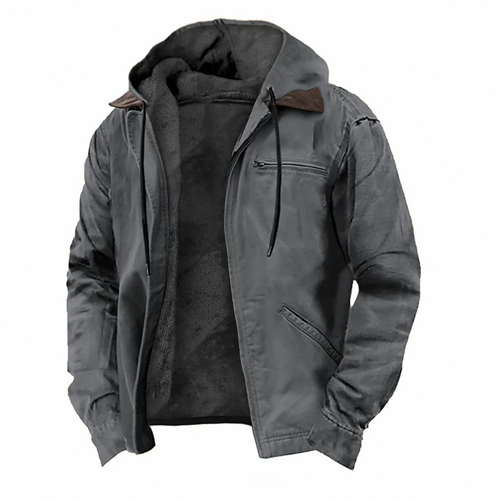 Hooded Full Zip Fleece Lined Jacket