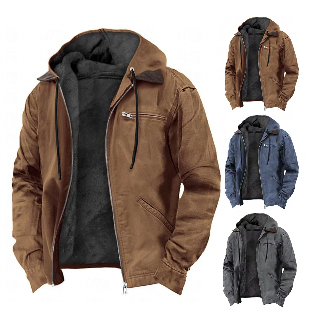Hooded Full Zip Fleece Lined Jacket