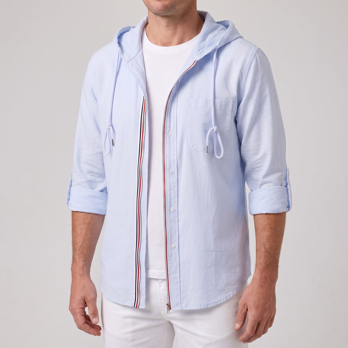 Hooded Zip Front Shirt Jacket