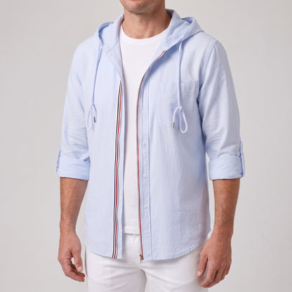 Hooded Zip Front Shirt Jacket