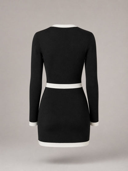 Knit Long Sleeve Button Front Sweater Dress
