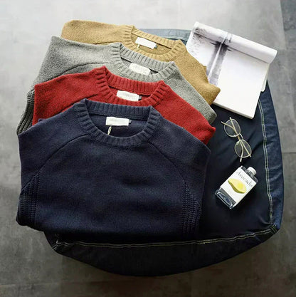 Knit Crew Neck Elbow Patch Sweater