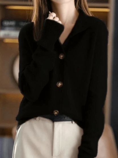 Knit Mock Neck Button Front Cardigan