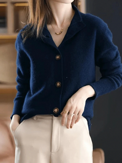 Knit Mock Neck Button Front Cardigan