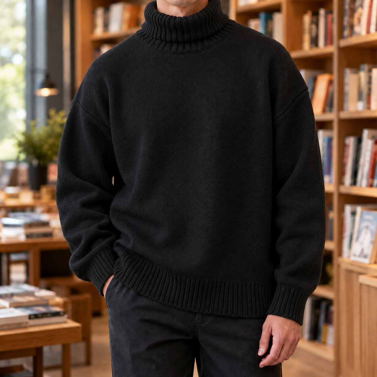 Knit Relaxed Fit Turtleneck Sweater