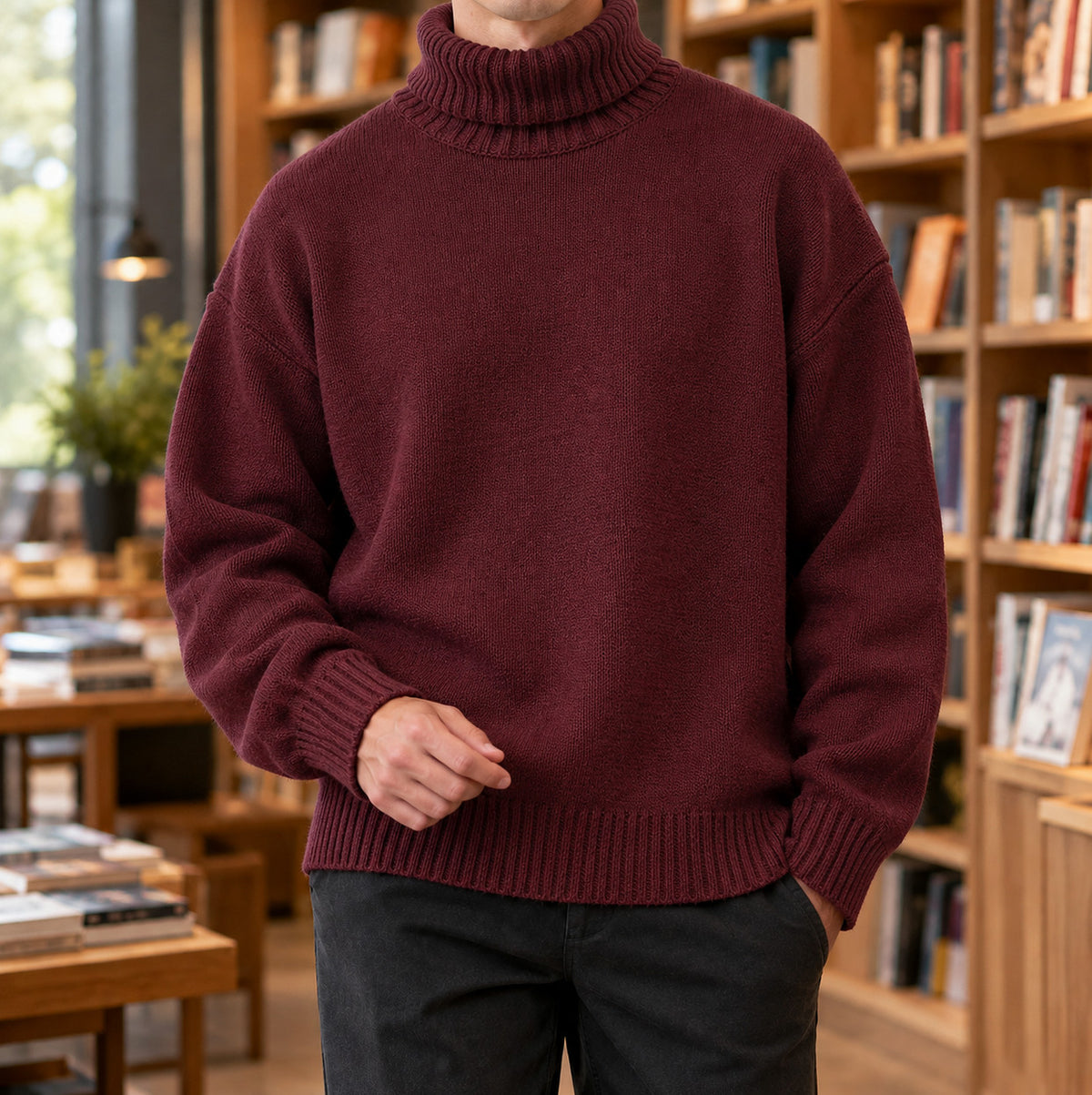 Knit Relaxed Fit Turtleneck Sweater
