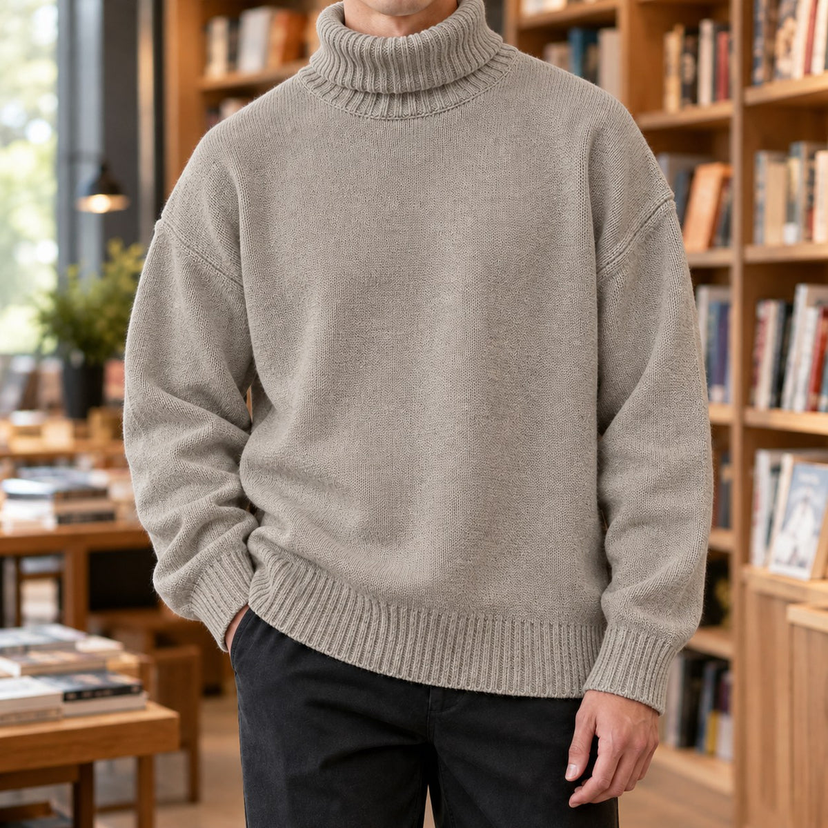 Knit Relaxed Fit Turtleneck Sweater