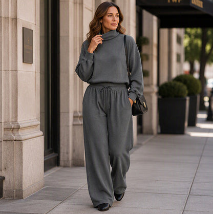 Knit Turtleneck Long Sleeve Two Piece Set