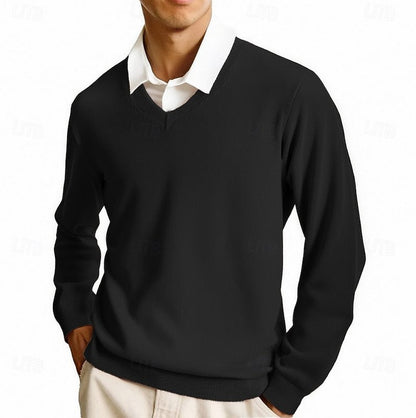 Knit V Neck Long Sleeve Sweater