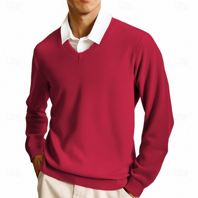 Knit V Neck Long Sleeve Sweater