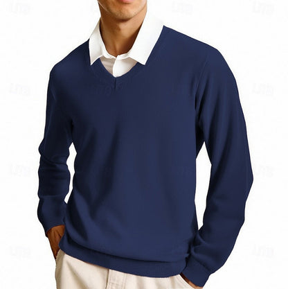 Knit V Neck Long Sleeve Sweater