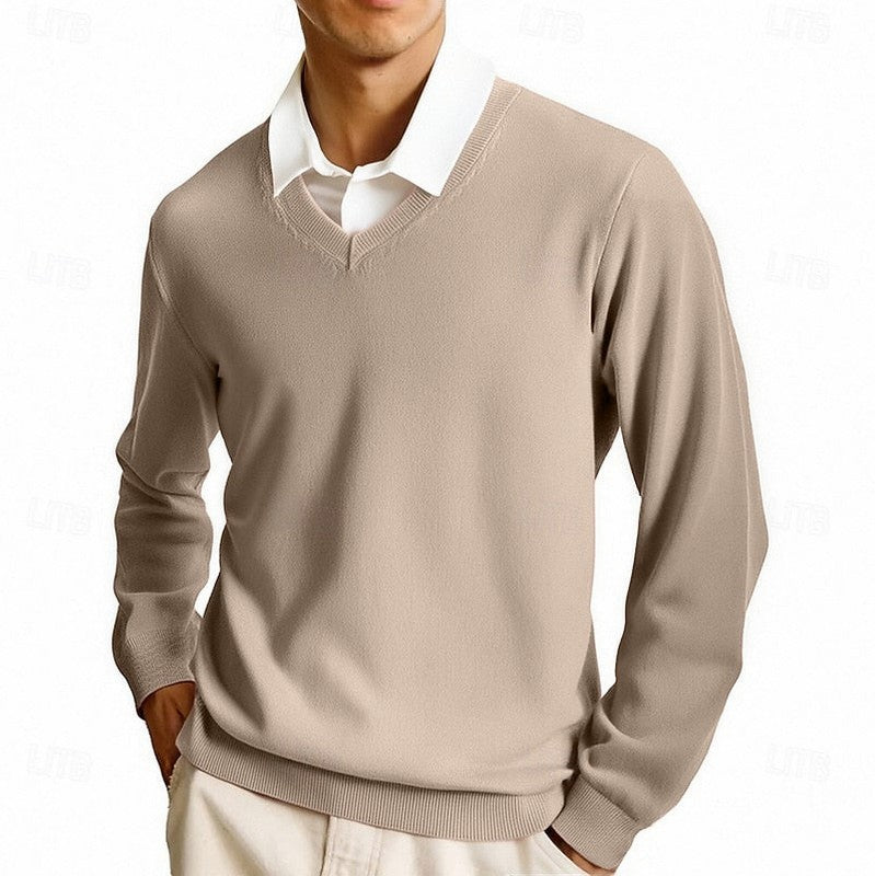 Knit V Neck Long Sleeve Sweater