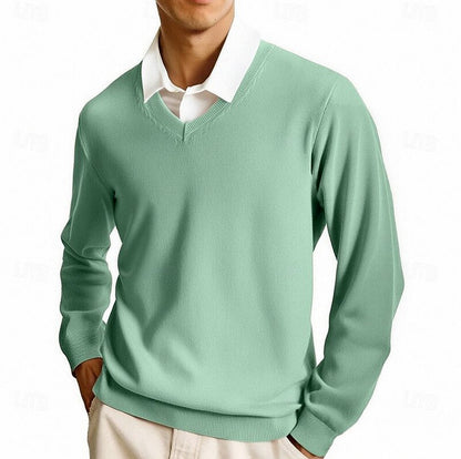 Knit V Neck Long Sleeve Sweater