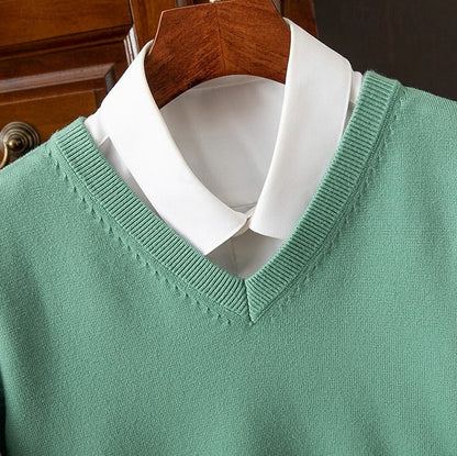 Knit V Neck Long Sleeve Sweater