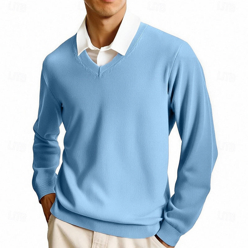 Knit V Neck Long Sleeve Sweater