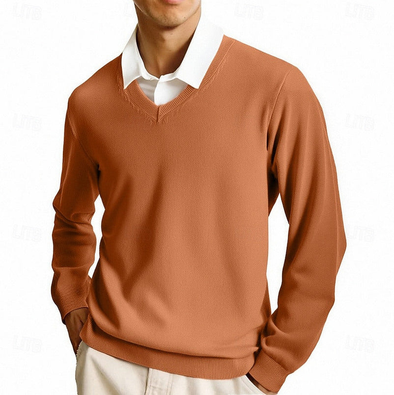 Knit V Neck Long Sleeve Sweater