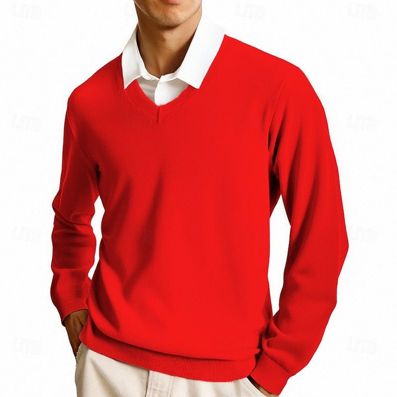 Knit V Neck Long Sleeve Sweater