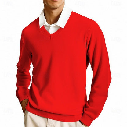 Knit V Neck Long Sleeve Sweater