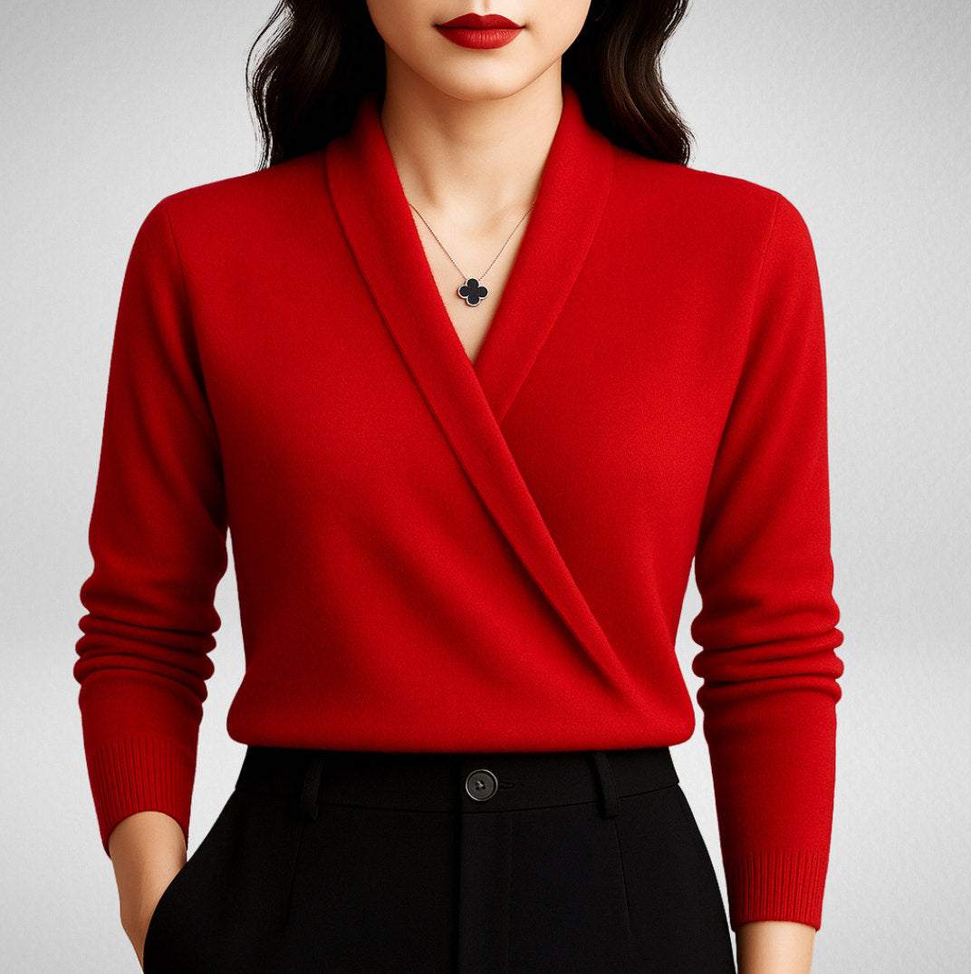 Knit Wrap Long Sleeve Sweater
