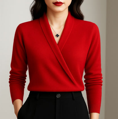 Knit Wrap Long Sleeve Sweater