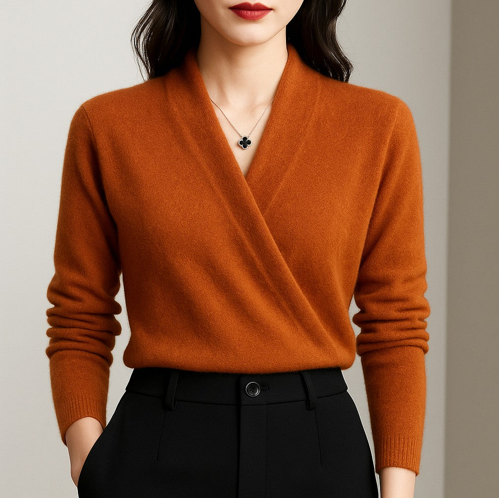 Knit Wrap Long Sleeve Sweater
