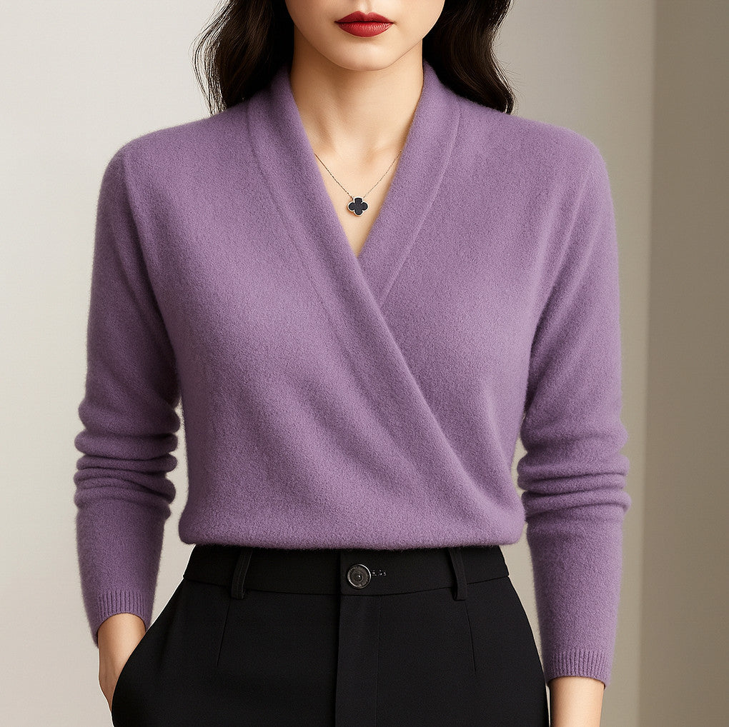 Knit Wrap Long Sleeve Sweater