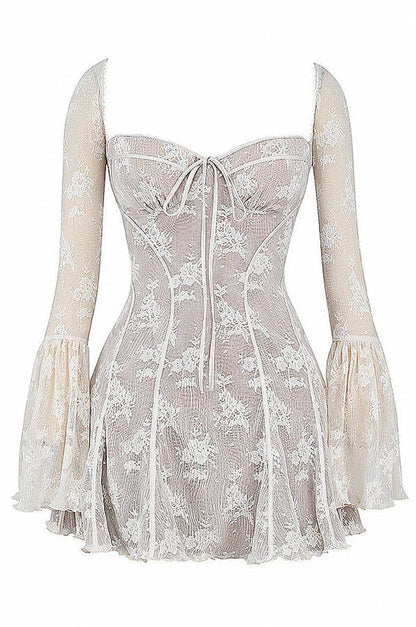 Lace Corset Flare Sleeve Mini Dress