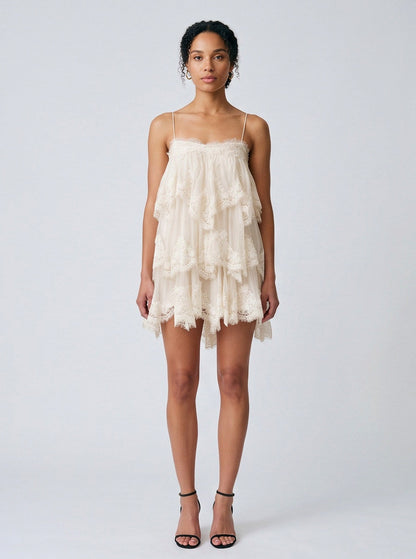 Lace Tiered Babydoll Mini Dress