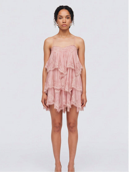Lace Tiered Babydoll Mini Dress