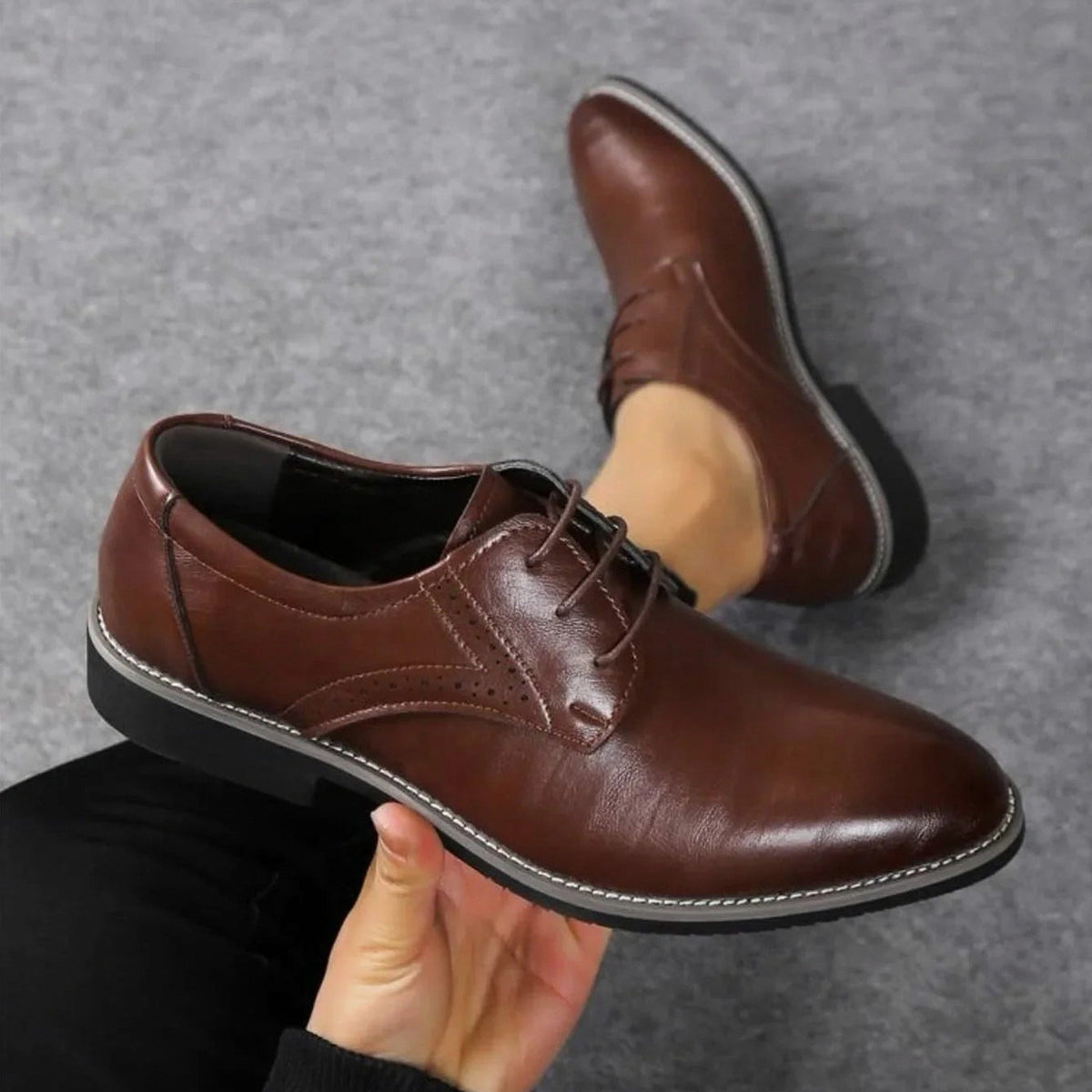 Leather Brogue Oxford Dress Shoes