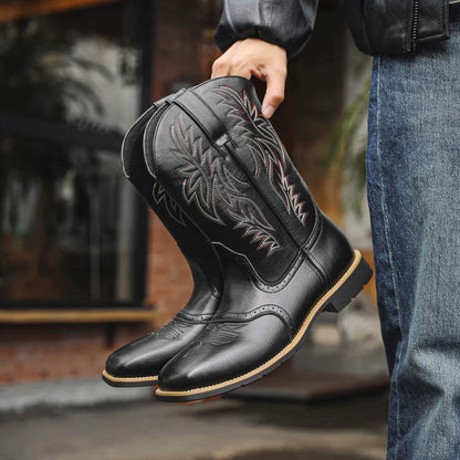 Leather Embroidered Western Cowboy Boots
