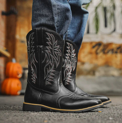 Leather Embroidered Western Cowboy Boots
