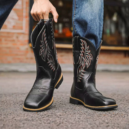 Leather Embroidered Western Cowboy Boots