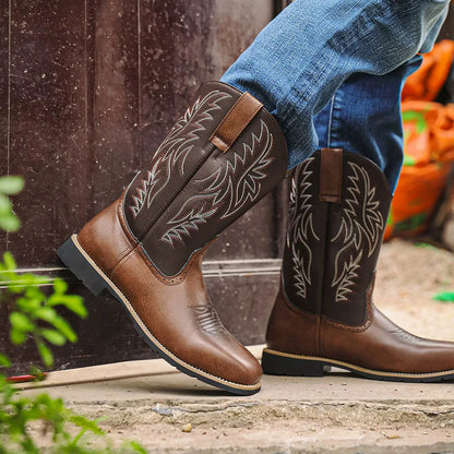 Leather Embroidered Western Cowboy Boots