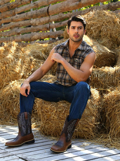 Leather Embroidered Western Cowboy Boots