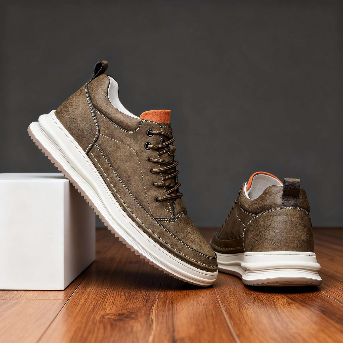 Leather Lace Up Low Top Sneakers