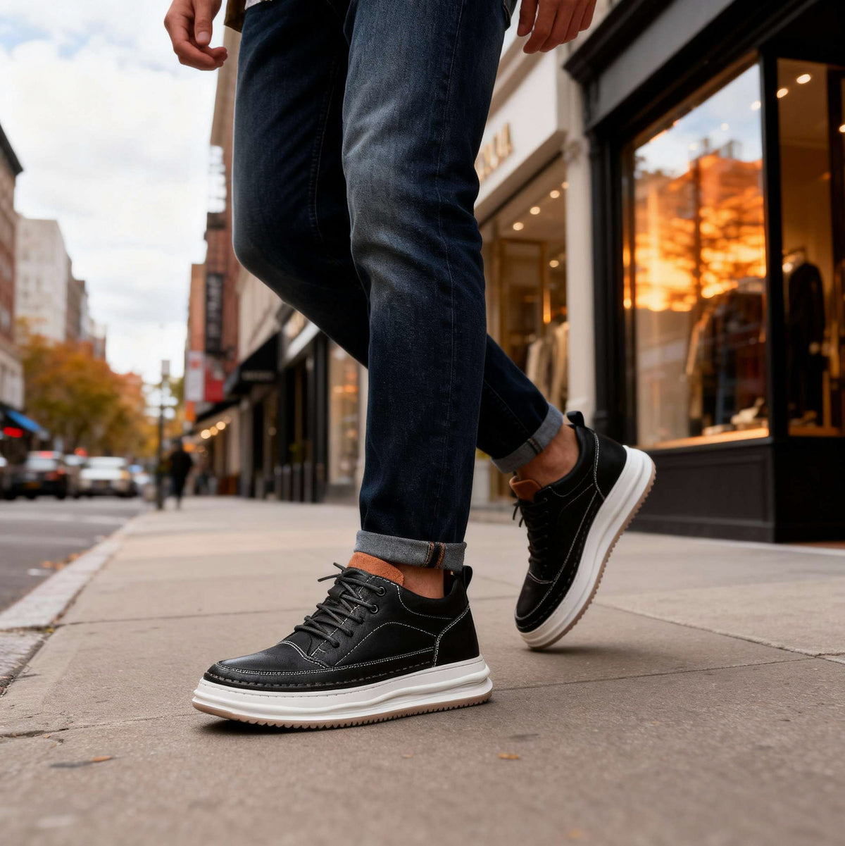 Leather Lace Up Low Top Sneakers